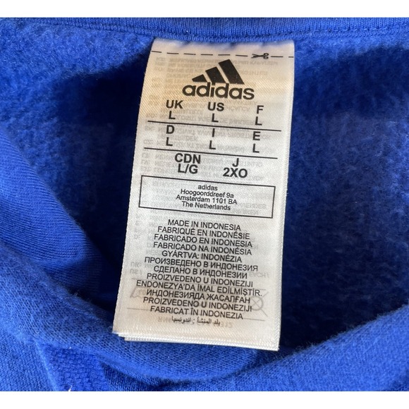 Adidas Hoodie Pullover Unisex Blue Large - Picture 3 of 11